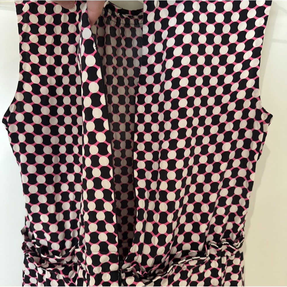 Kate Spade New York Geometric Dot Fit & Flare‎ Silk Dress 0 pink black white - Picture 6 of 16